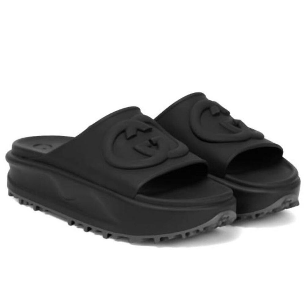 GUCCI Miami GG logo platform slides sandals
